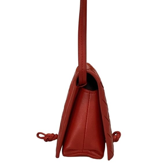BOTTEGA VENETA Intrecciato - Red Leather Shoulder Bag 619-072925 - Picture 4 of 14